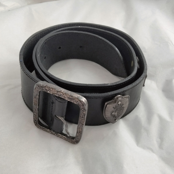 Neiman Marcus black leather women\'s  belt medieval Rare size M Made in Italy main image 4